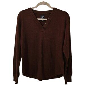 Brown GAP Women's Maternity Softspun Long Sleeve Henley T-Shirt